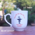 Cốc sứ chóp lửa cao cấp in logo quà tặng tri ân (Trắng)