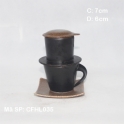 Bộ phin, tach quai xoắn kèm đĩa kê lòng gốm (Đen)