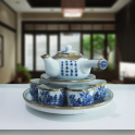 Bộ ấm chuôi giả cổ bọc đồng kèm khay tròn