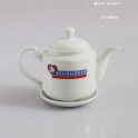 Ấm sứ CK quai cong in logo Neuburger (Trắng)