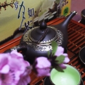 Bộ ấm chén tử sa Aladin kèm phụ kiện bọc đồng