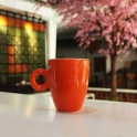 Tách cà phê Latte ý men cam quai tròn