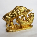 Tượng trâu phong thủy góm sứ phủ vàng_1