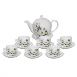 Bộ ấm chén sứ dáng Minh Long hoa trà 700ml (Trắng)