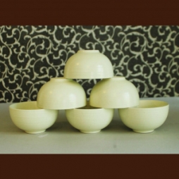 Bộ 06 Bát cơm bầu bằng sứ cao cấp (Kem)