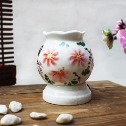 Đèn xông tinh dầu họa tiết hoa đỏ cỡ bé