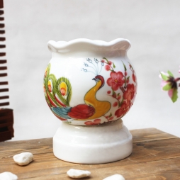 Đèn xông tinh dầu họa tiết con công cỡ nhỡ