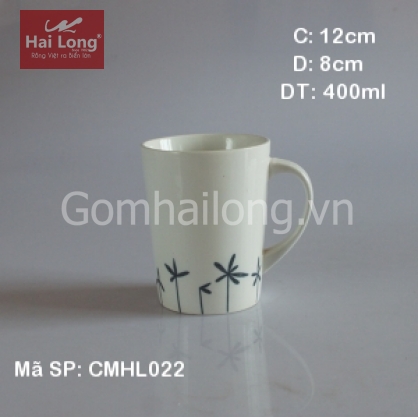 Ly sứ cao cấp vẽ cỏ 3 lá (Trắng)