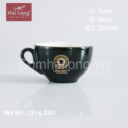 Tách cafe cappucinno men đen mờ