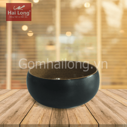 Bát tô nông số 4 đen lòng gốm
