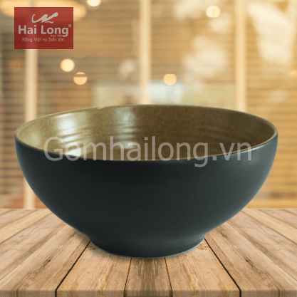 Tô khum cỡ số 1 men đen lòng gốm