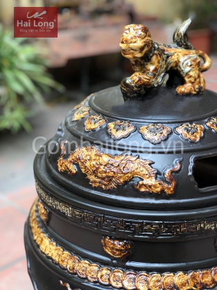 Lư hóa vàng gốm sứ tráng men Bát Tràng