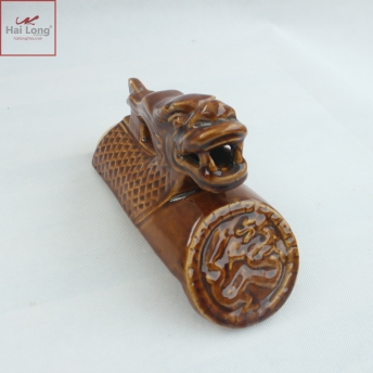 Ngói dương Đầu Rồng Đời Trần Việt Nam men da lươn cổ - cỡ trung 01