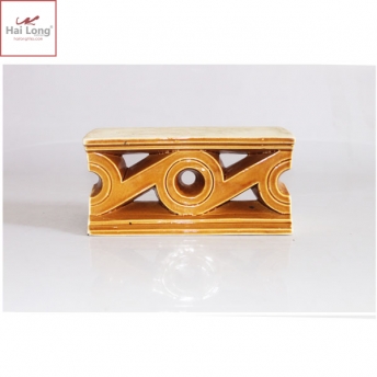 Bò nóc hoa dây cổ men vàng hổ phách 01