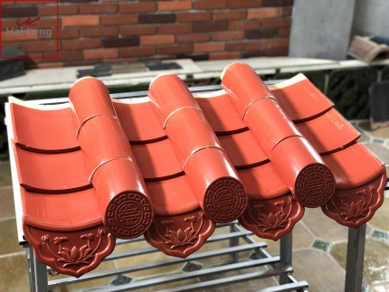 Ngói âm dương đỏ gốm sứ Hải Long Tiles Bát Tràng