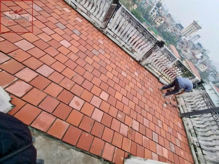 gạch đỏ Bát Tràng lát sân