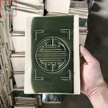 phụ kiện ngói chiếu chữ thọ men xanh đồng cổ