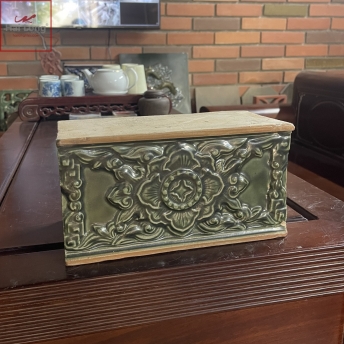 ngói bò nóc hoa cổ tráng men xanh đồng cổ