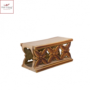 Ngói bò nóc hoa chanh 3 hoa men vàng da lươn cổ 01