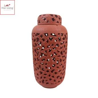 Đèn bình gốm hình hoa lá loại nhỏ 01